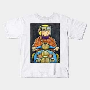 Retro Scooter, Classic Scooter, Scooterist, Scootering, Scooter Rider, Mod Art Kids T-Shirt